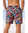 Short Floral Estampado Calção elastano P M G Gg Verão Rosa